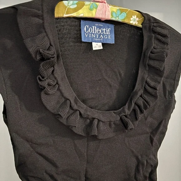 Collectif Ruffle Collar Sleeveless Tank Top Pinup Retro - Picture 2 of 4